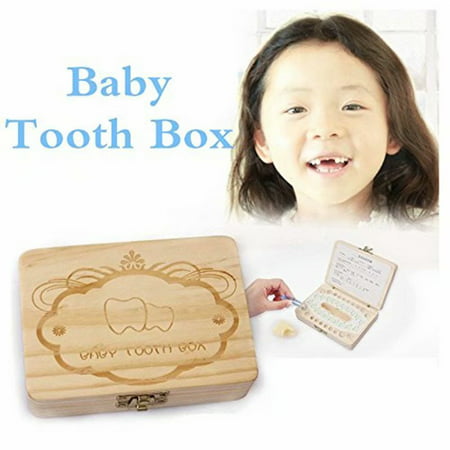 Tiger Type Wooden Baby Tooth Box Organizer Storage Save Milk Teeth Keeper